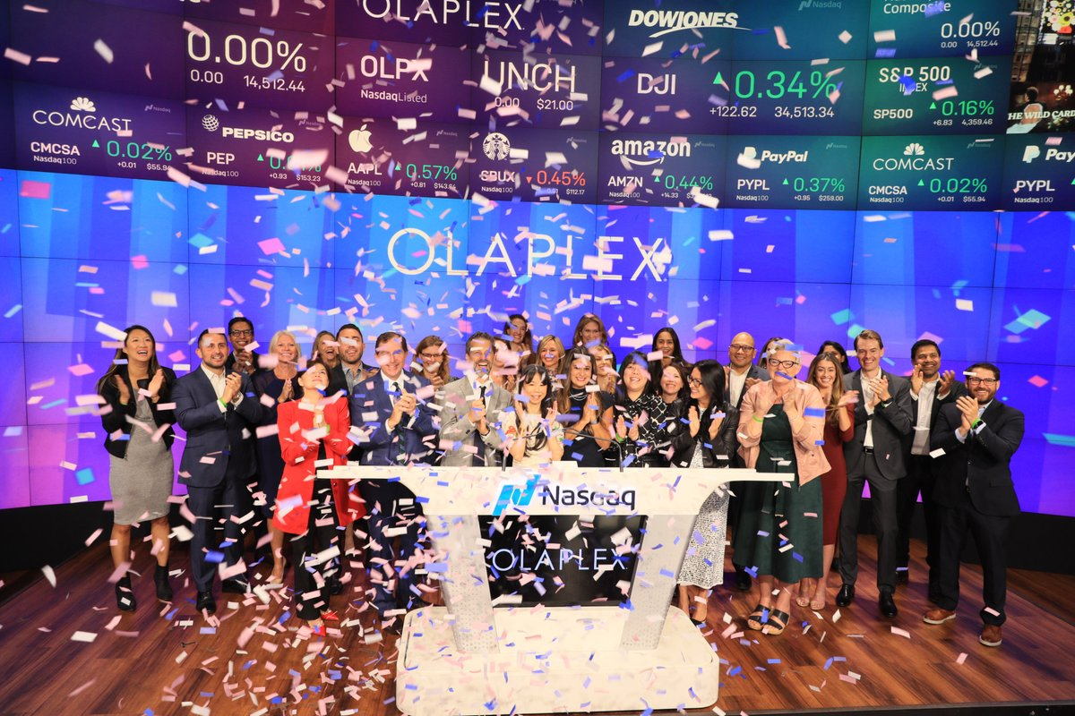 Olaplex team celebrating their IPO on NASDAQ
